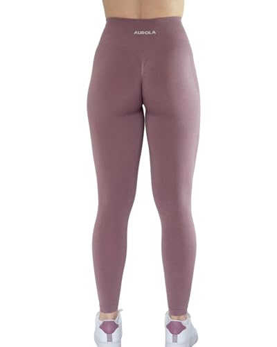AUROLA سروال ليجنغ نسائي بدون seams لليوغا 7/8 تحكم في البطن للتمارين الرياضية والجري - 25" (M، وردي قديم) - Image 5