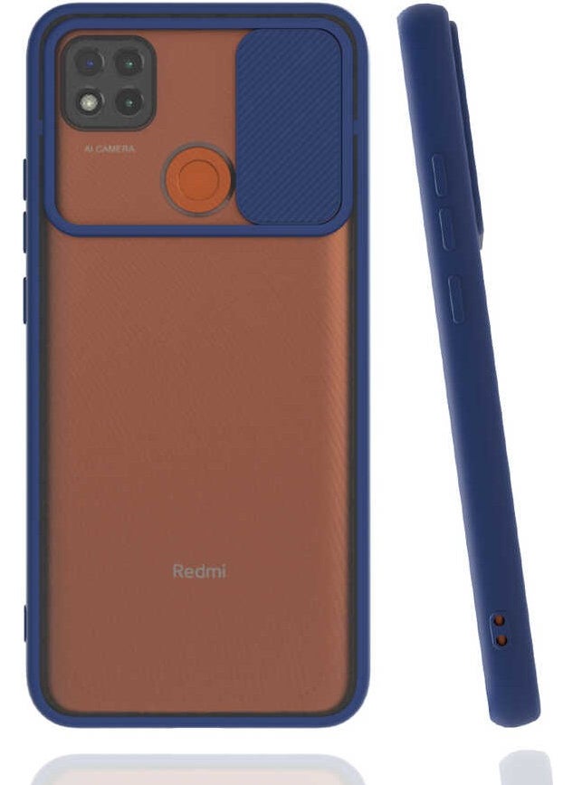 Nevarium Xiaomi Redmi 9c Case Lens Sliding Camera Protected Silicone - Navy Blue 