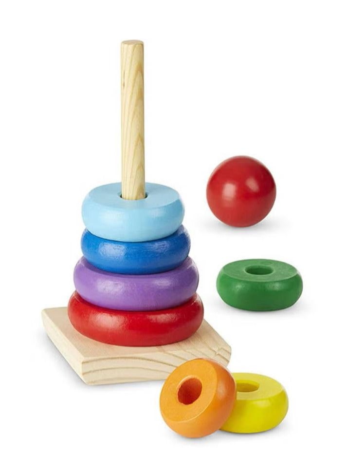Verona Classic wooden shape stacking game  Rainbow colors, innovative and educational design for children, 8.89 x 8.89 x 21.59 cm  - Image 3