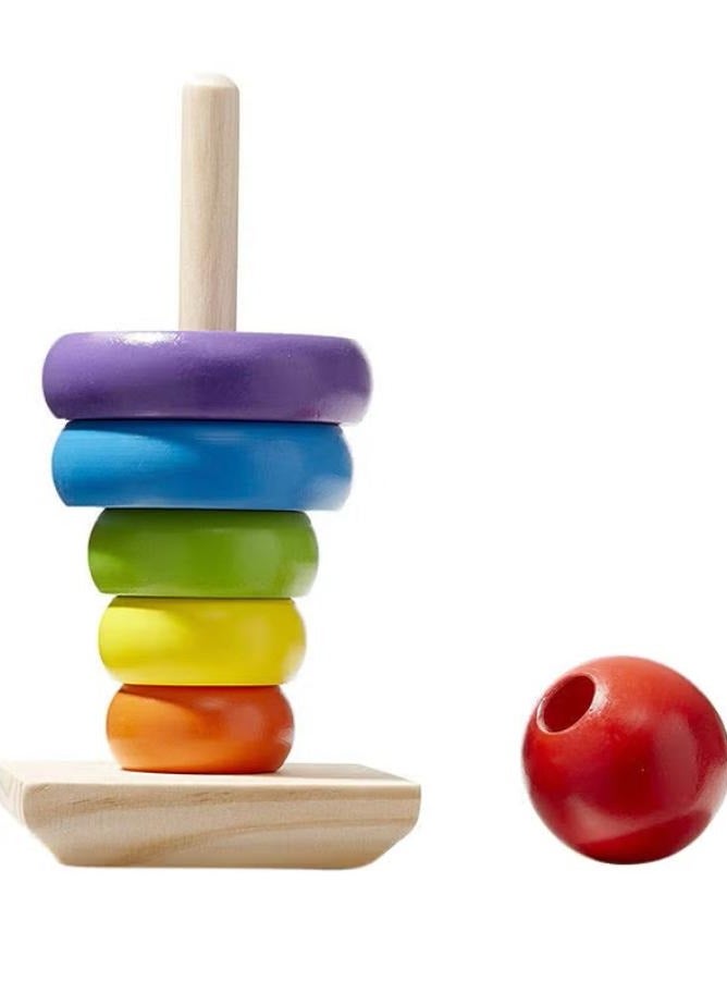 Verona Classic wooden shape stacking game  Rainbow colors, innovative and educational design for children, 8.89 x 8.89 x 21.59 cm  - Image 4