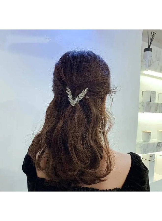 Goolsky مشبك شعر لامع فاخر للنساء موضة كورية شكل V دبابيس شعر اكسسوارات شعر غطاء رأس هدية حفلة - Image 5