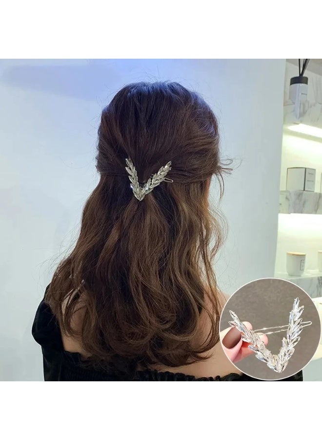 Goolsky مشبك شعر لامع فاخر للنساء موضة كورية شكل V دبابيس شعر اكسسوارات شعر غطاء رأس هدية حفلة - Image 1