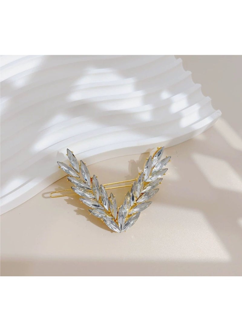 Goolsky مشبك شعر لامع فاخر للنساء موضة كورية شكل V دبابيس شعر اكسسوارات شعر غطاء رأس هدية حفلة - Image 3