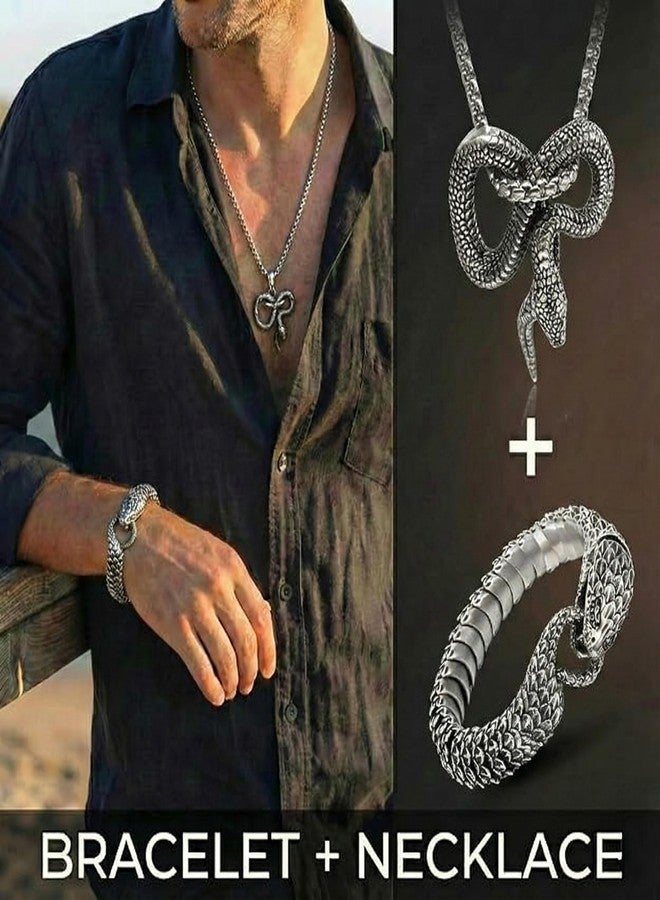 THE MEN THING COMBO — Furious Infinity Snake Pendant + Serpent Titanium Steel Bracelet - Image 2