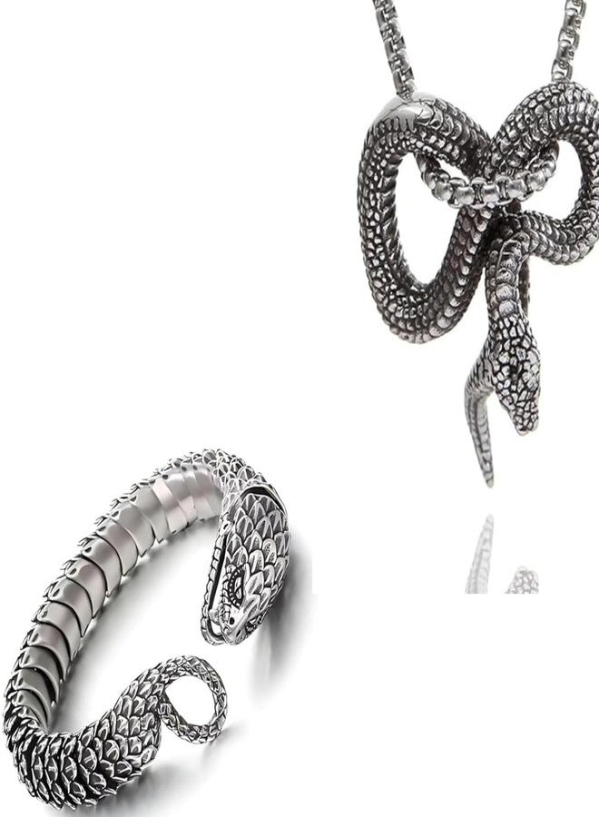 THE MEN THING COMBO — Furious Infinity Snake Pendant + Serpent Titanium Steel Bracelet - Image 1