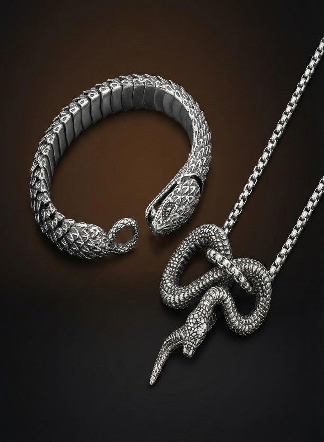 THE MEN THING COMBO — Furious Infinity Snake Pendant + Serpent Titanium Steel Bracelet - Image 5