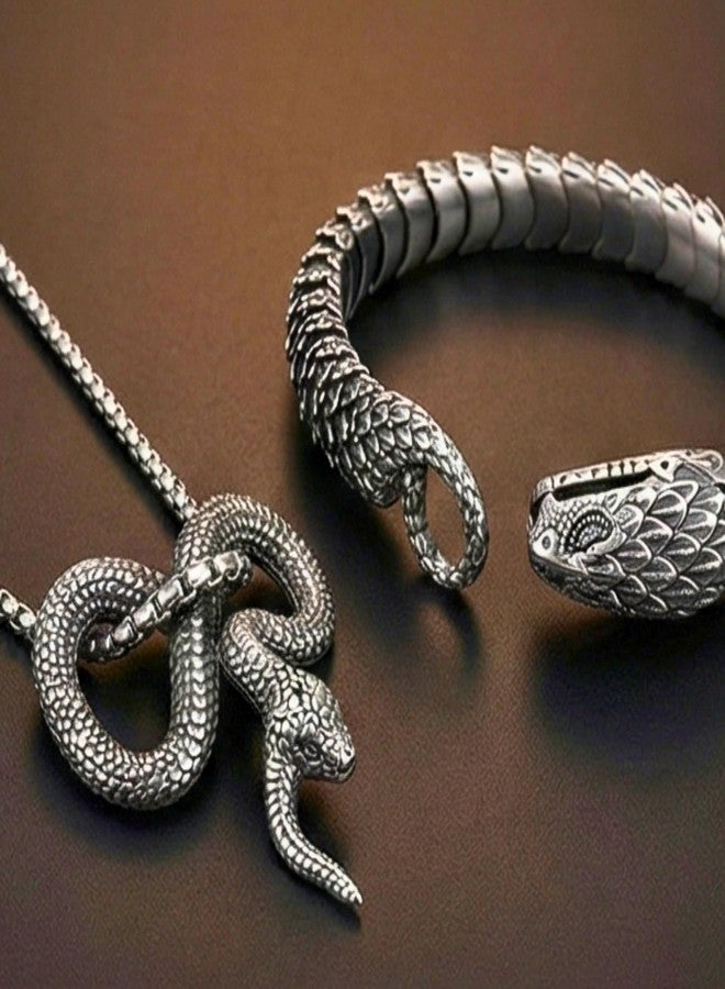 THE MEN THING COMBO — Furious Infinity Snake Pendant + Serpent Titanium Steel Bracelet - Image 3