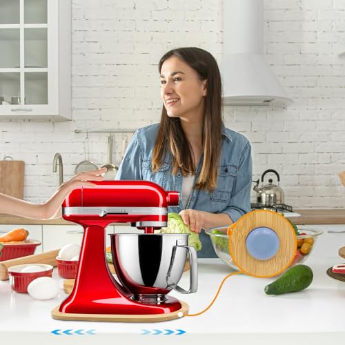 JAYOBGO Bamboo Mixer Slider Mat for Tilt Head Kitchen Aid 4.5-5 Qt Stand Mixer, Appliance Sliding Mat for Kitchenaid Artisan 4.5-5 Qt, Kitchen Countertop Storage Accessories Mixer Moving Tray Attachments - Image 4