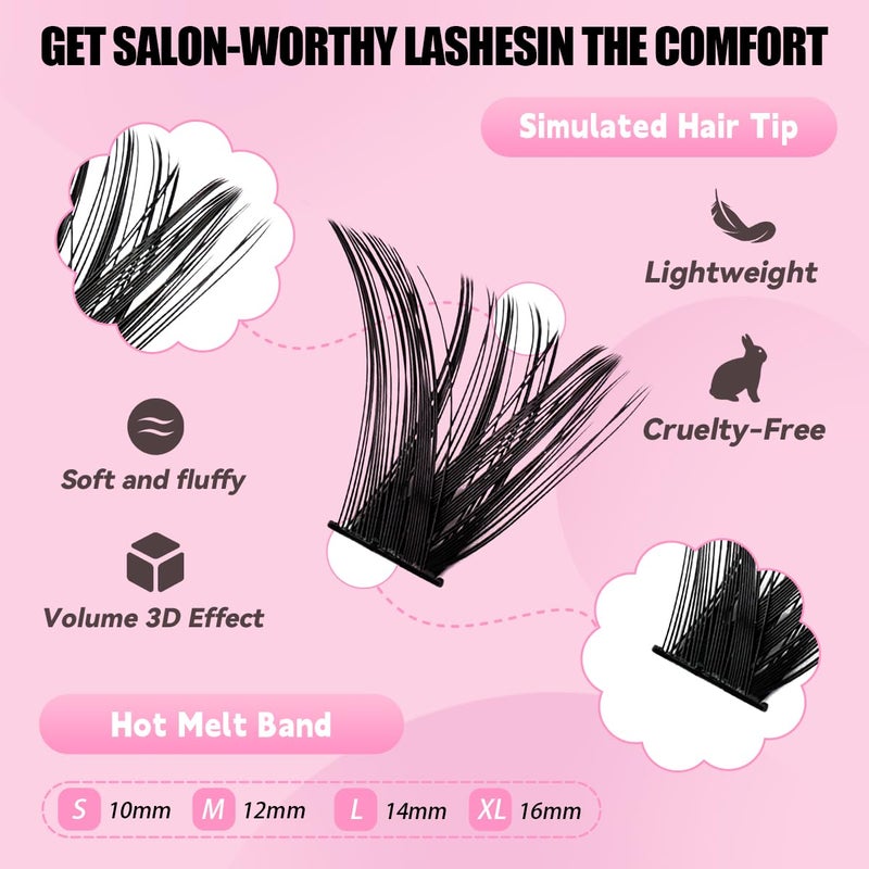 Azenlo Natural Lash Clusters Kit Wispy Eyelash Clusters 120 pcs Cluster Eyelash Extensions C Curl Individual Lashes 10-16 mm Mix Length Natural Look (80D KIT 120 Pcs) - Image 4