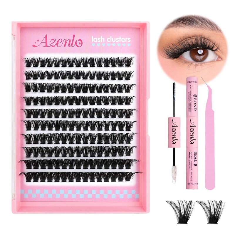 Azenlo Natural Lash Clusters Kit Wispy Eyelash Clusters 120 pcs Cluster Eyelash Extensions C Curl Individual Lashes 10-16 mm Mix Length Natural Look (80D KIT 120 Pcs) - Image 1