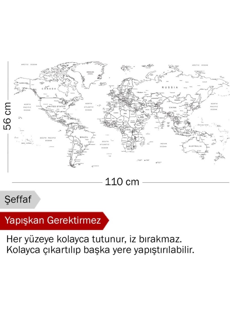 Pi Papers - World Map - Static Smart Paper with Non-Adhesive Holding Note Document Photo Paper Holder - Image 1