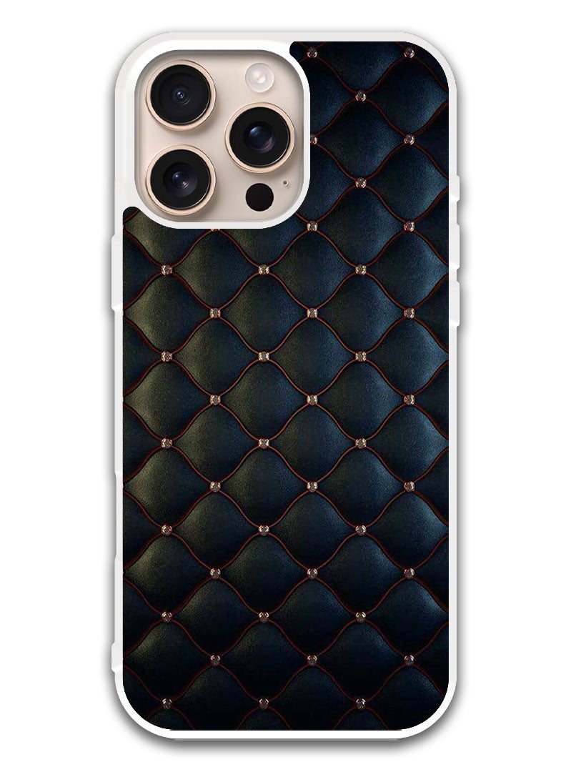 Theodor Protective Case Cover For APPLE IPHONE 16 Pro Stappers On Black Cloth Pattern (White Bumper) - Image 1