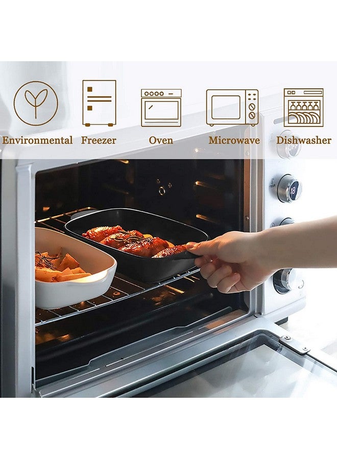 Trifecta طبق خبز سيراميك تريفيكتا، طبق كسرولة مستطيل بلون غير لامع مع مقبض للفرن، صينية خبز سيراميك، صينية لازانيا، أدوات خبز فردية 9x5 بوصة (عبوة بيضاء وزرقاء - 2) - Image 4