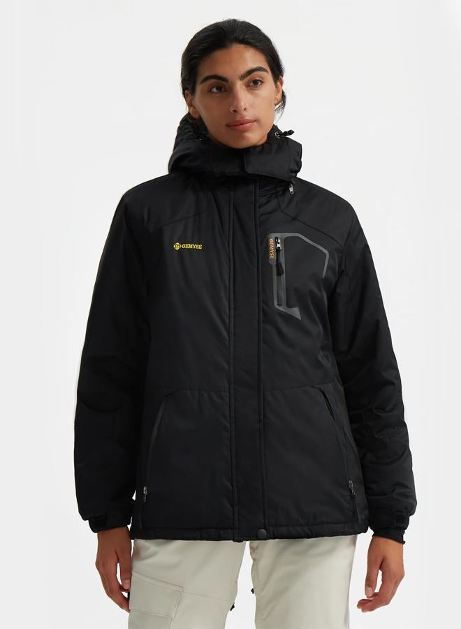 GEMYSE Women's Waterproof Mountain Ski Jacket, Windproof Fleece, Outdoor Winter Jacket with Hood (Black, S) - Image 2