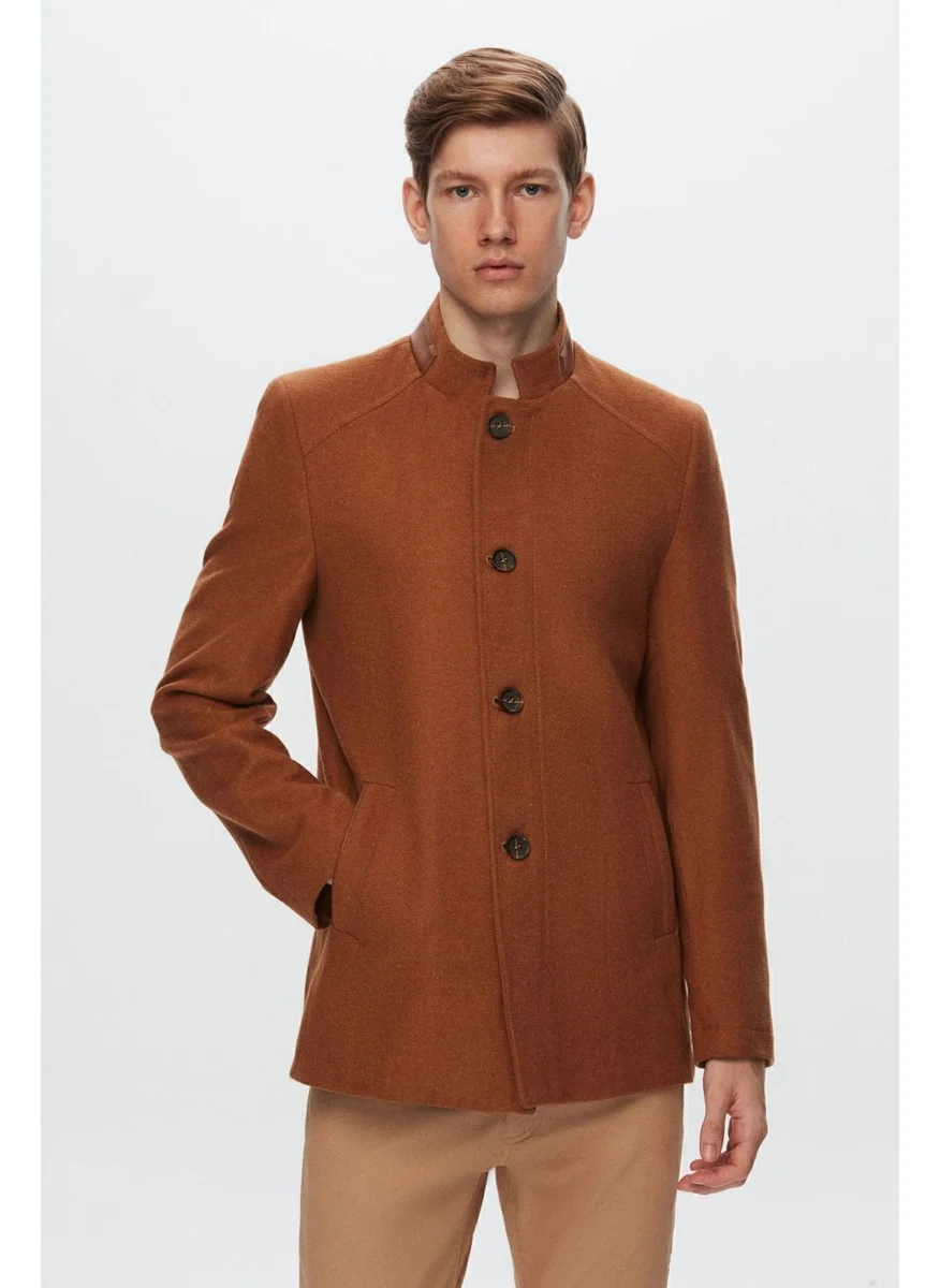 D'S DAMAT Ds Damat Regular Fit Camel Stand Collar Cashmere Coat 1HCK78ORT5033