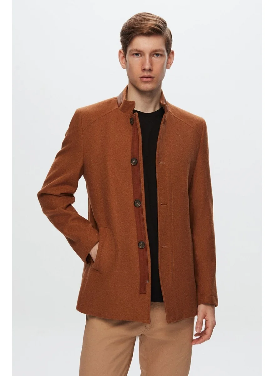 D'S DAMAT Ds Damat Regular Fit Camel Stand Collar Cashmere Coat 1HCK78ORT5033