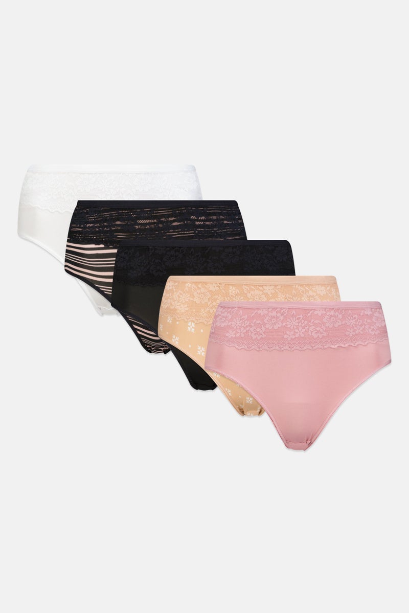 Kathy Ireland Women 5 Pieces Textured Panties, Multicolor  - Image 1