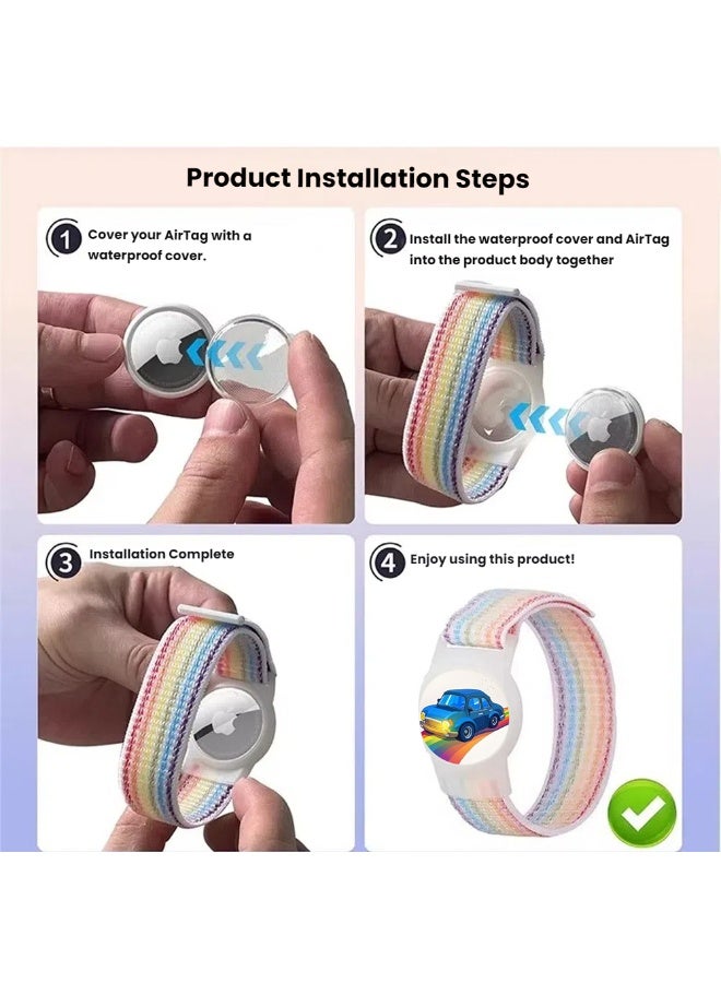 2 Pack AirTag Bracelet for Kids, Cute Kid Air Tag Wristband Adjustable Hidden Watch Band Air Tag Holder for Apple Air Tag, Soft Silicone Waterproof Air Tag Case for Kid - Image 3