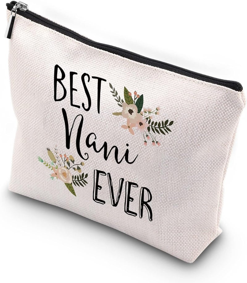WCGXKO Best Nani Ever Grandma Gift Nani Gift Zipper Makeup Bags Travel Waterproof Toiletry Bag Accessories (BEST Nani)