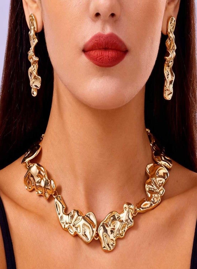 CLOACE Chunky Choker Necklace Set Gold Thick Necklaces Sets Punk Cuban Jewelry Accessories for Women (G-B) - Image 4