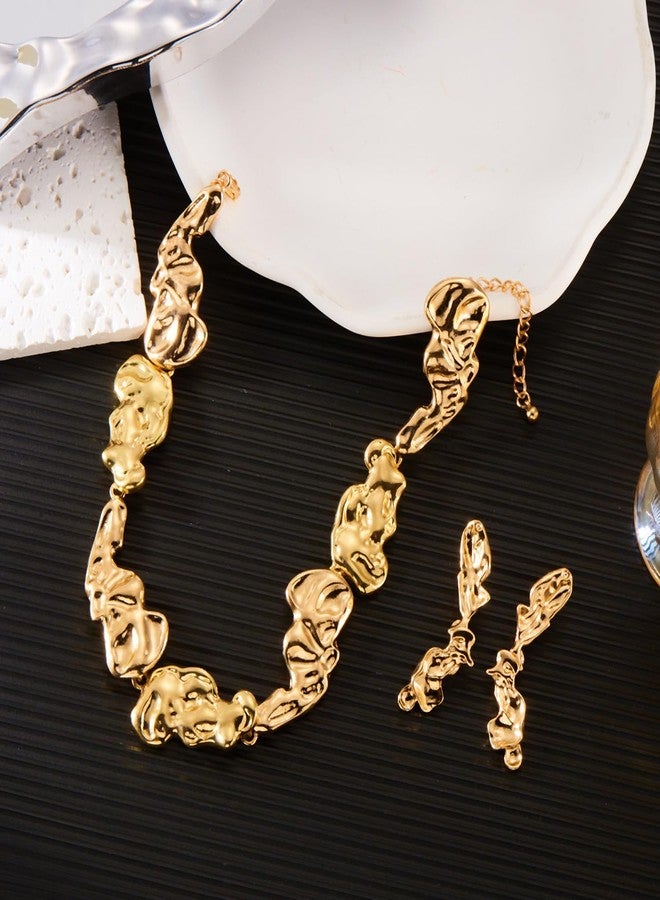 CLOACE Chunky Choker Necklace Set Gold Thick Necklaces Sets Punk Cuban Jewelry Accessories for Women (G-B) - Image 2