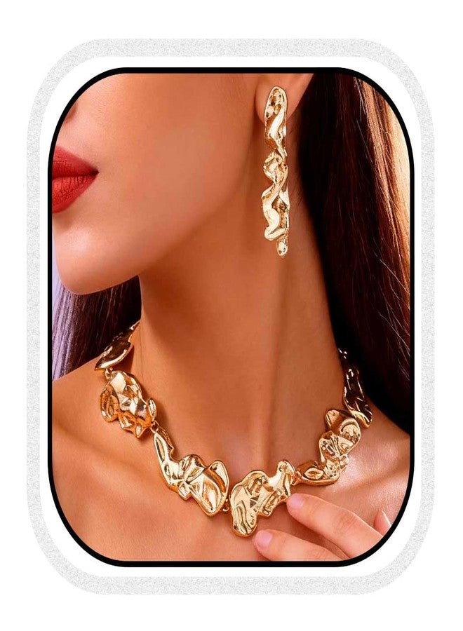 CLOACE Chunky Choker Necklace Set Gold Thick Necklaces Sets Punk Cuban Jewelry Accessories for Women (G-B) - Image 1