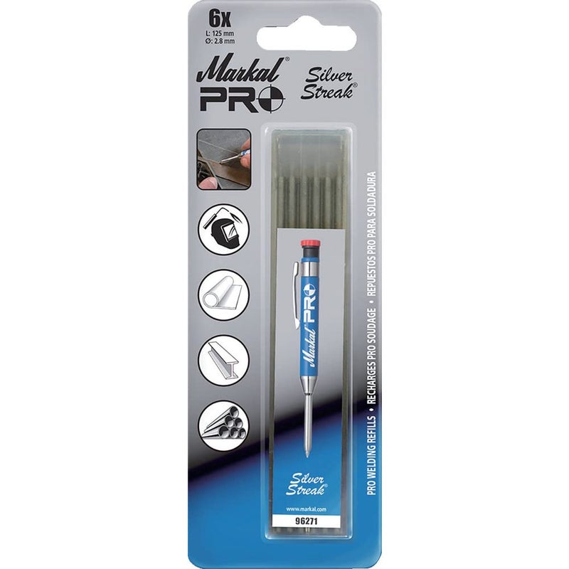 Markal PRO Refill, Silver Streak® Welding/Fabricating Marker, Reflective Silver (434-96271) 1 Pack - Image 5