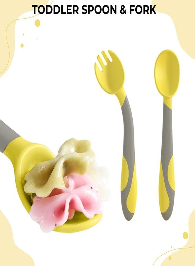 Bembika 360 Degree Bendable Baby Self Feeding Spoons with BPA Free Material Gum Friendly Spoon for Baby Feeding Babies Self Feeding Spoon-Lemon Yellow - Image 2
