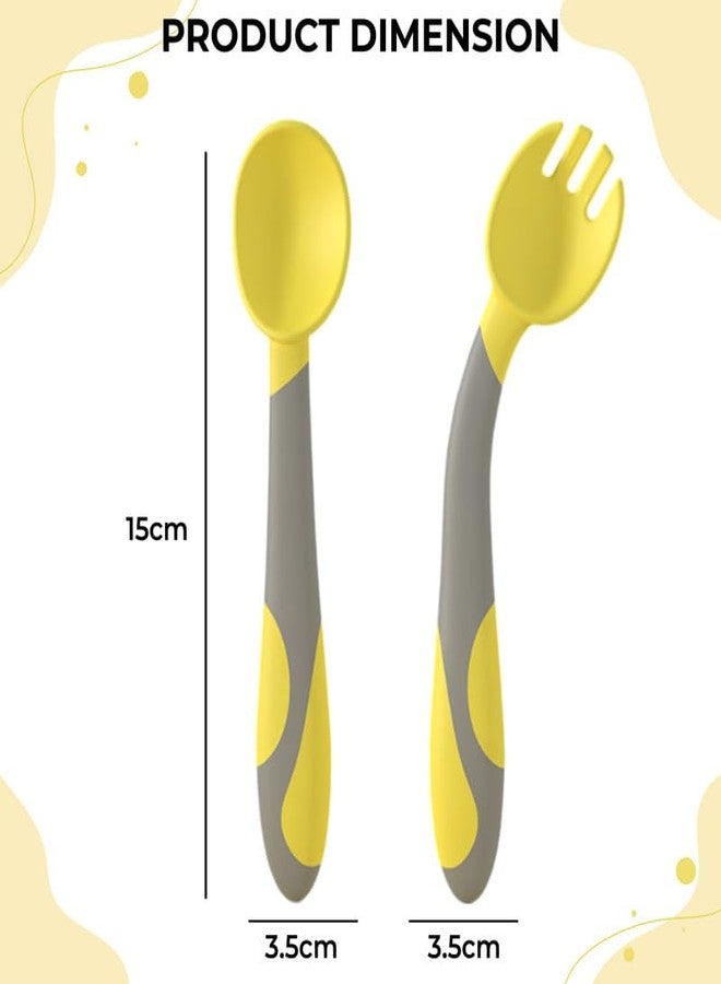 Bembika 360 Degree Bendable Baby Self Feeding Spoons with BPA Free Material Gum Friendly Spoon for Baby Feeding Babies Self Feeding Spoon-Lemon Yellow - Image 3