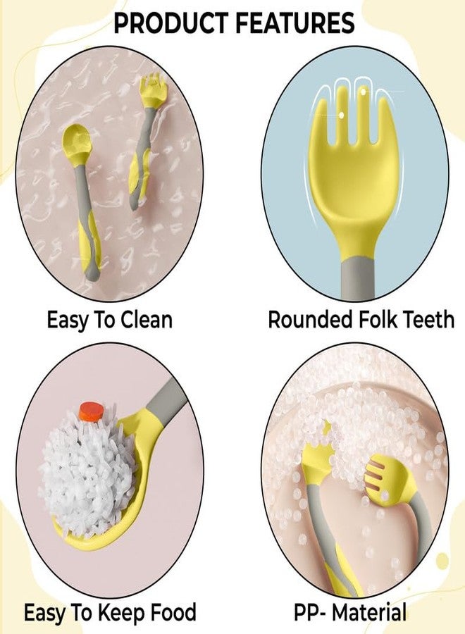 Bembika 360 Degree Bendable Baby Self Feeding Spoons with BPA Free Material Gum Friendly Spoon for Baby Feeding Babies Self Feeding Spoon-Lemon Yellow - Image 4
