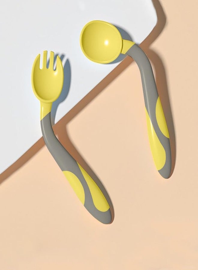 Bembika 360 Degree Bendable Baby Self Feeding Spoons with BPA Free Material Gum Friendly Spoon for Baby Feeding Babies Self Feeding Spoon-Lemon Yellow - Image 1