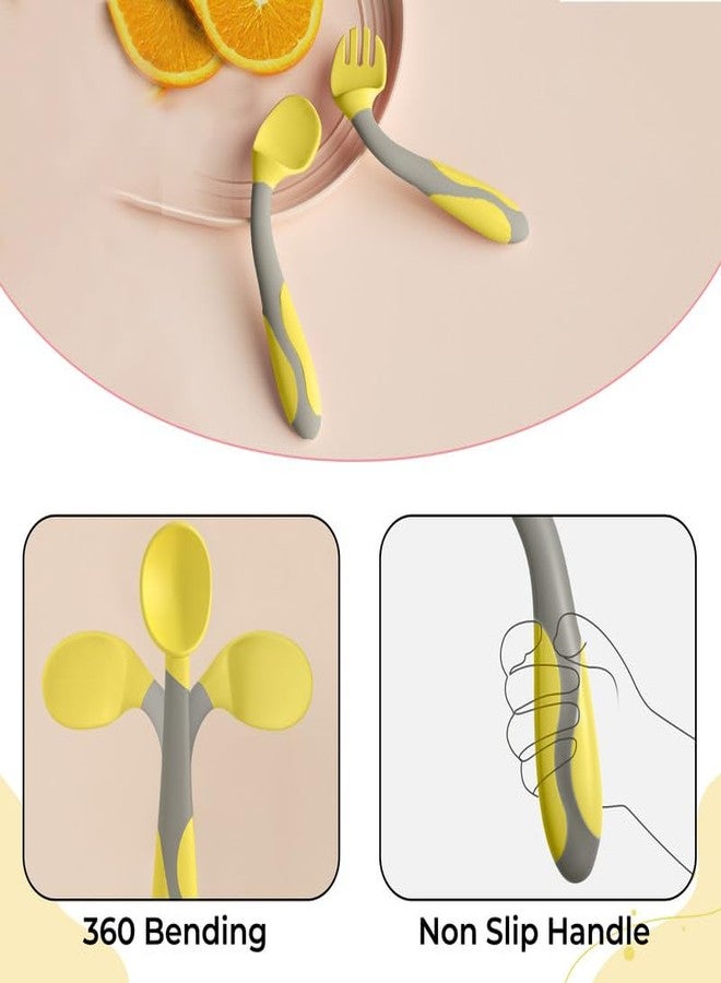 Bembika 360 Degree Bendable Baby Self Feeding Spoons with BPA Free Material Gum Friendly Spoon for Baby Feeding Babies Self Feeding Spoon-Lemon Yellow - Image 5