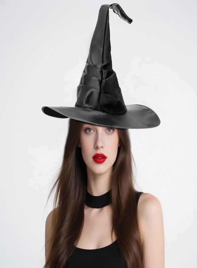 LKQBBSZ Halloween Witch Hat Black Large Ruched Witch Hat for Women Men Wizard Pointed Cap Cosplay Costume Accessories - Image 5