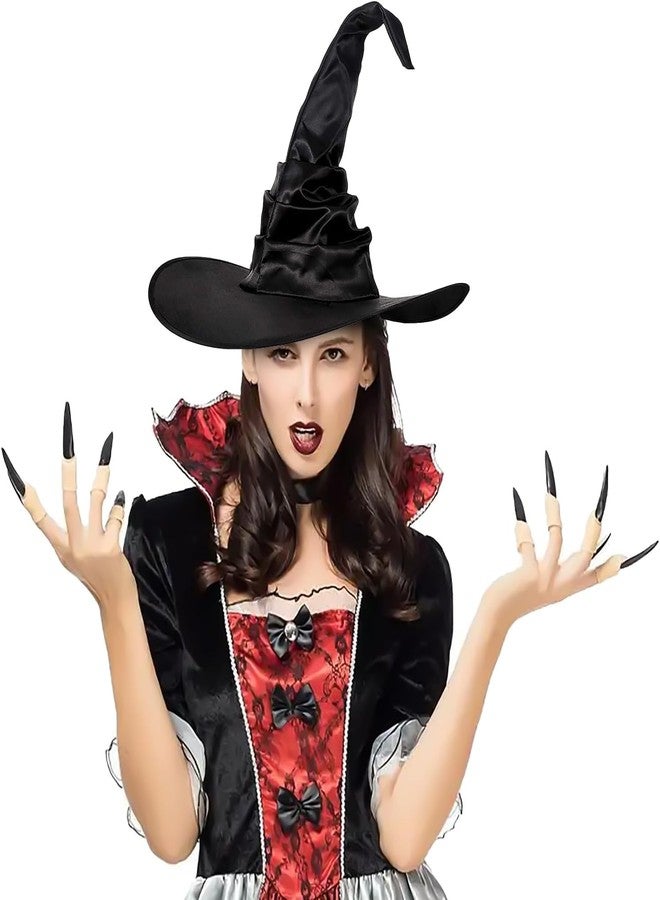 LKQBBSZ Halloween Witch Hat Black Large Ruched Witch Hat for Women Men Wizard Pointed Cap Cosplay Costume Accessories - Image 3