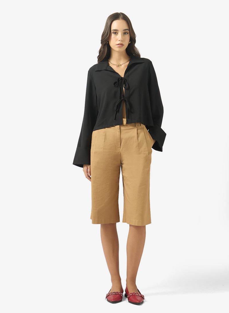 Ginger Tie Up Detail Relaxed Fit Shirt - Image 4