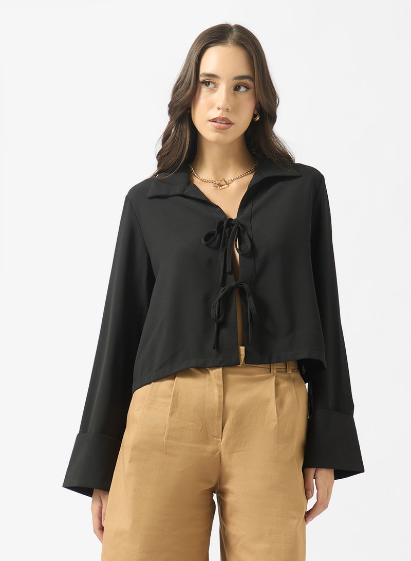 Ginger Tie Up Detail Relaxed Fit Shirt - Image 1