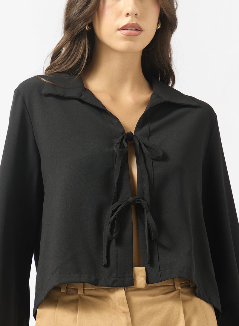 Ginger Tie Up Detail Relaxed Fit Shirt - Image 3