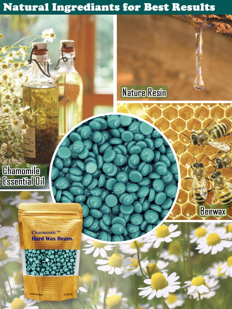 Charmonic 1.1 lb/ 500g Wax Beads, Hard Waxing Beads for Face, Eyebrow, Brazilian, Legs, Body and Bikini Hair Wax Removal, Wax Beans, At Home Waxing Kit for Women & Men - Image 2