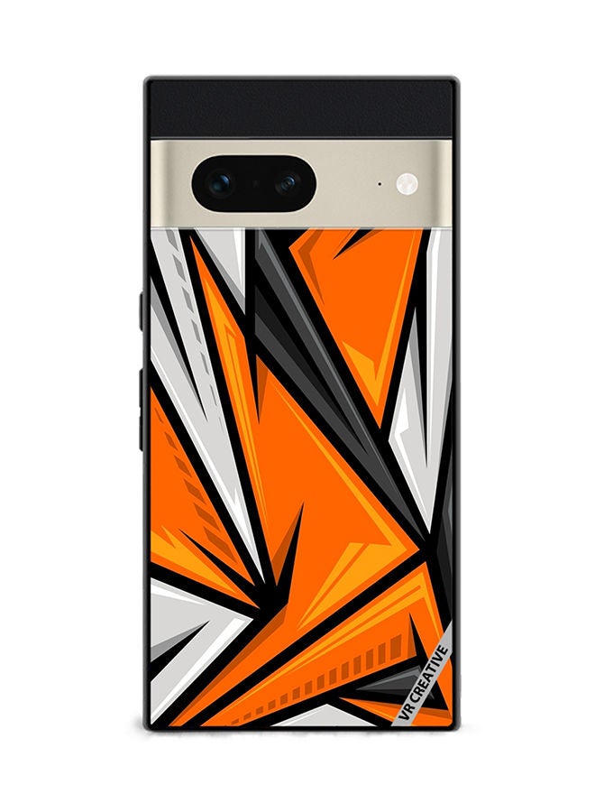 VR CREATIVE Protective Case Cover For Google Pixel 7 Texture Sports Racing Style Orange Color Design Multicolour - Image 1