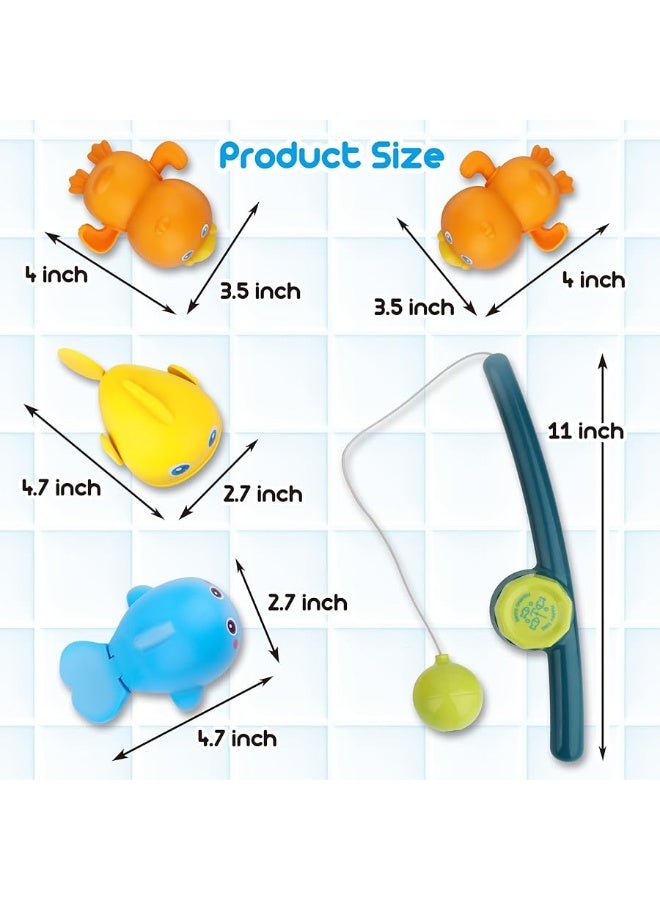 Dwi Dowellin Bath Toys for Toddlers, Magnetic Fishing Games Kids Bathtub Toys, Mold Free Wind-up Toys Swimming Fish Duck Whale Floating Water Toys for Kids Baby Infant - Image 4
