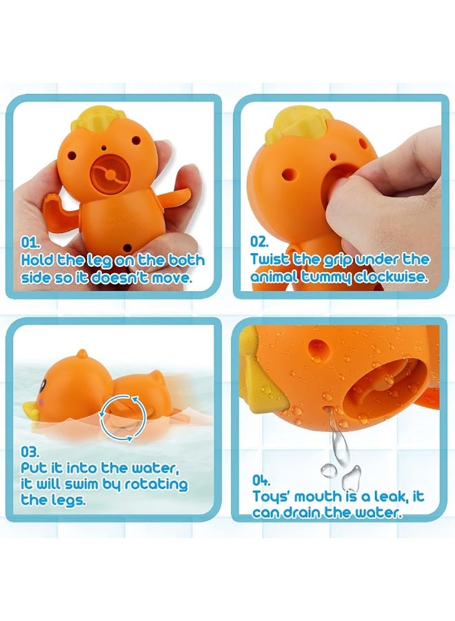 Dwi Dowellin Bath Toys for Toddlers, Magnetic Fishing Games Kids Bathtub Toys, Mold Free Wind-up Toys Swimming Fish Duck Whale Floating Water Toys for Kids Baby Infant - Image 5