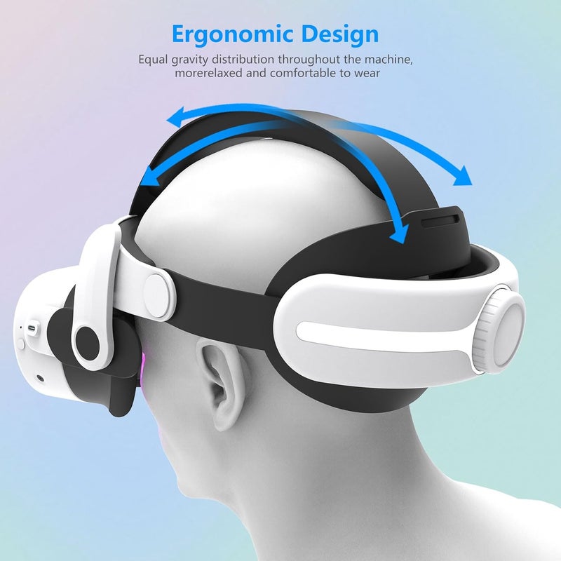 Head Strap Accessories for Meta Oculus Quest 3/3S Non-Battery Soft and Comfortable, Enhanced Balance, Adjustable Elastic Band (White) - Image 3