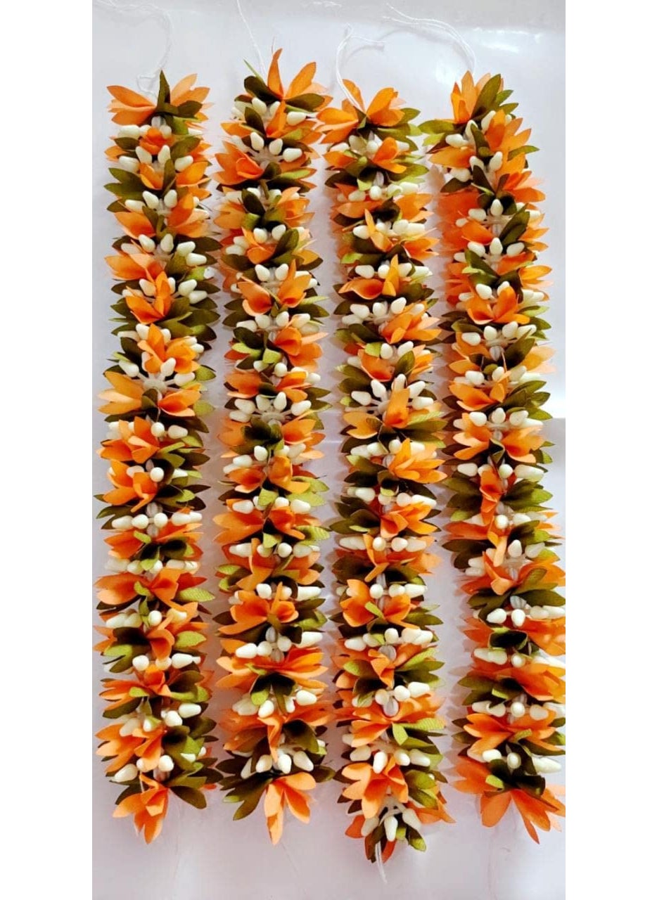 PMW pmw Artificial Garland Flower Juda Gajra Hair Bun Accessory for Women Orange Colour Artificial Flower Mala Pack of 4  - Image 1