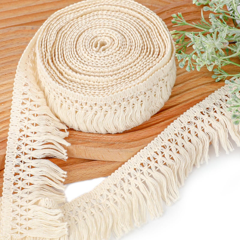 10 Yards Boho Long Fringe Trim 23 Wide Sewing Fringe Trim Cotton Tassel Trims for Clothes Lamp Shade Curtain Dress Crafts Accessories Home Decor
