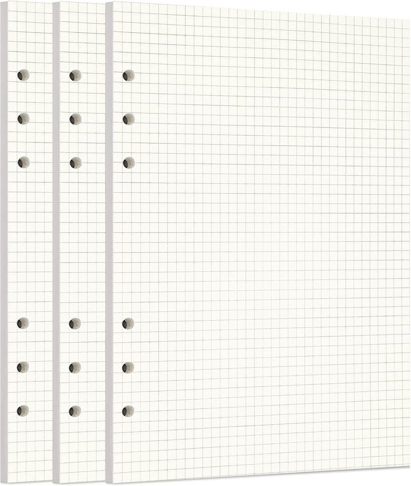 Zelten 3 Pack A5 135 Sheets/270 Pages Squared Loose Leaf Punched Paper Refills Paper for 6 Hole Binder Personal Organizer Diary Notebook Refillable Planner - Image 1