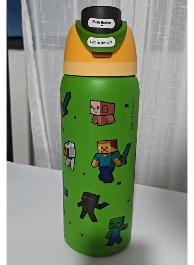 زجاجة مياه معزولة من الفولاذ المقاوم للصدأ (Minecraft 32OZ) FreeSip مزودة بقشة للرياضة والسفر والمدرسة زجاجة مياه رياضية خالية من مادة BPAزجاجة مياه معزولة من الفولاذ المقاوم للصدأ (FreeSip) مزودة بقشة للرياضة والسفر والمدرسة زجاجة مياه رياضية خالية من مادة BPA - view 2
