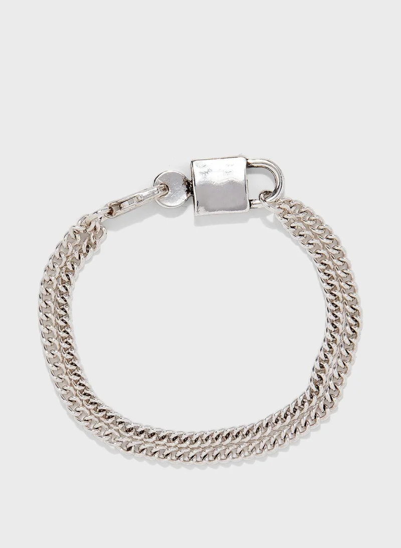 Icon Brand Padlock Pendant Chain Bracelet