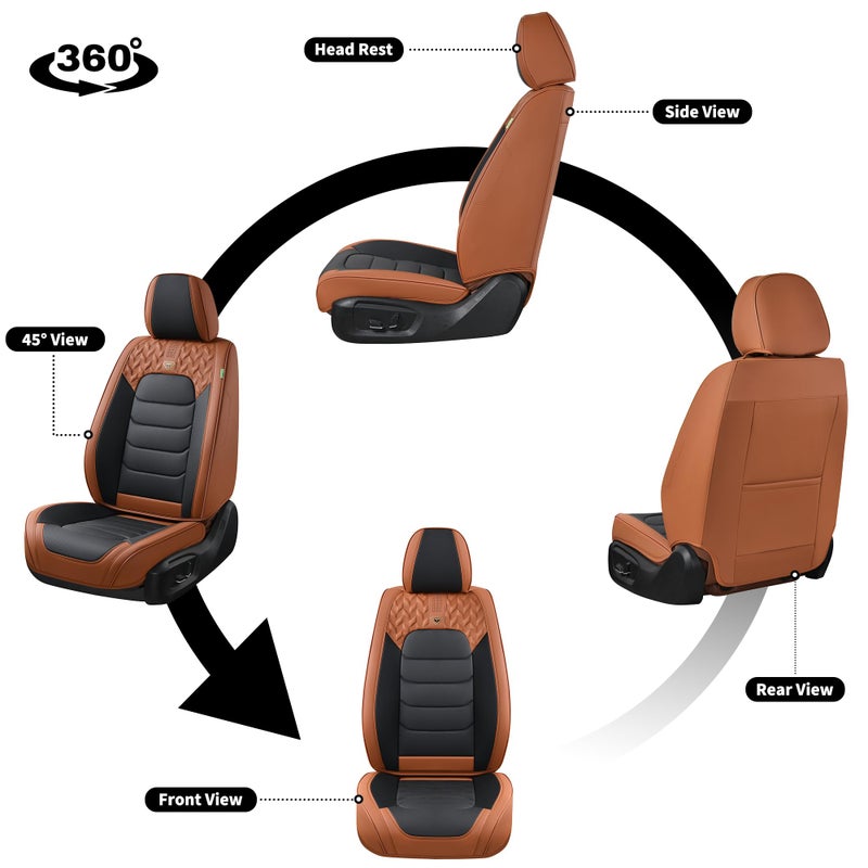 FLORICH Car Seat Covers, Leather Seat Covers, Front Seat Covers 2PCS,Waterproof Car Seat Protector, Auto Driver Seat Covers Accessories Fit for Most SUV Trucks(Brown&Black, Front Pair) - Image 5