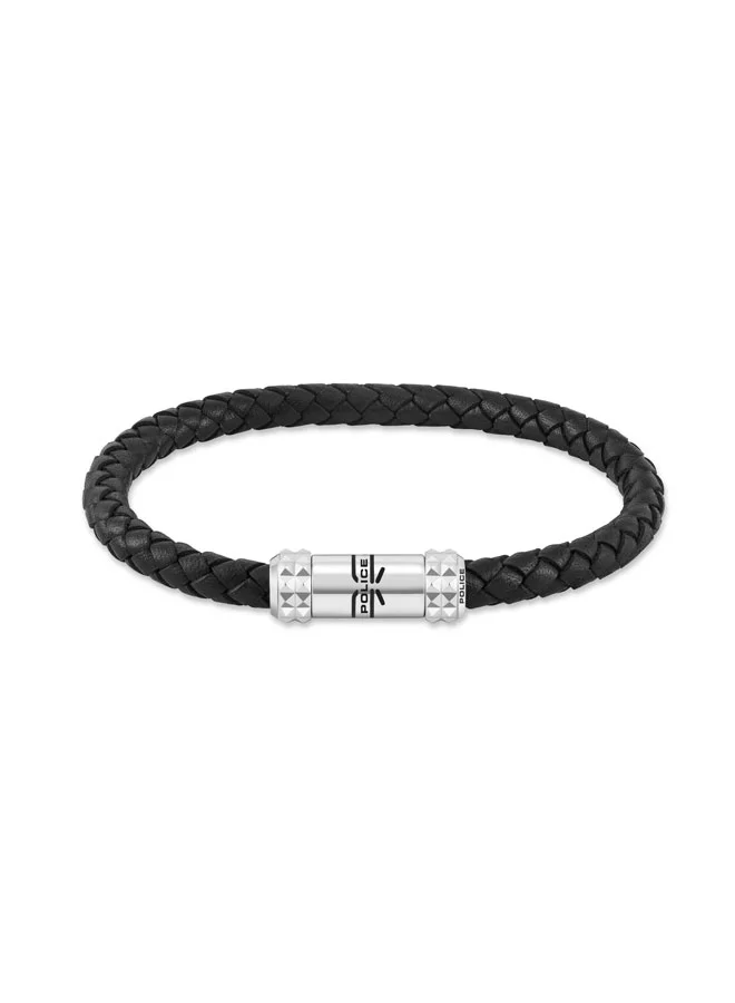 بوليس Ridgelace Black Braided Leather Bracelet for Men