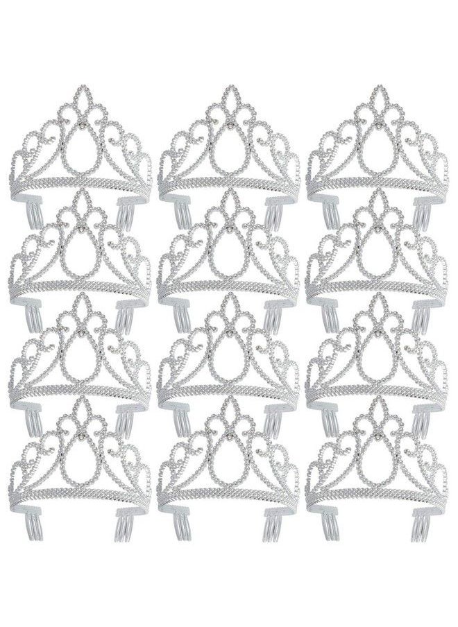 XiangGuanQianYing - Dress Up Crown Princess Tiaras Party Tiaras Silver 12 Pack - Image 1